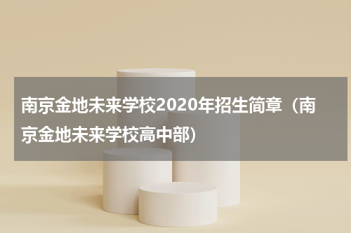 南京金地未来学校2020年招生简章（南京金地未来学校高中部）