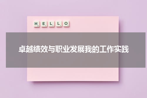 卓越绩效与职业发展我的工作实践