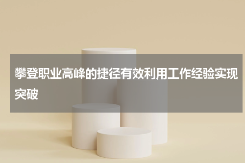 攀登职业高峰的捷径有效利用工作经验实现突破