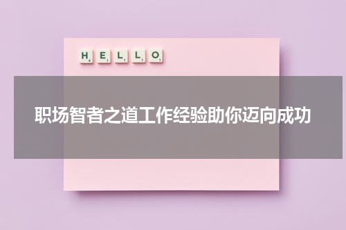 职场智者之道工作经验助你迈向成功