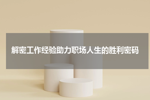 解密工作经验助力职场人生的胜利密码