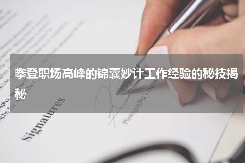 攀登职场高峰的锦囊妙计工作经验的秘技揭秘