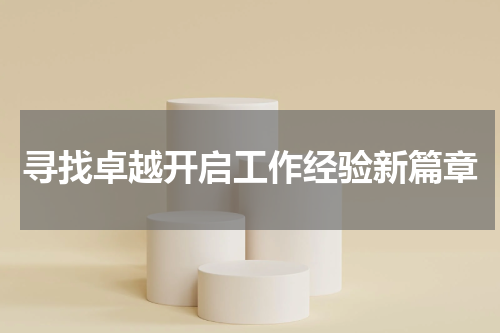 寻找卓越开启工作经验新篇章