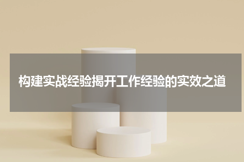 构建实战经验揭开工作经验的实效之道