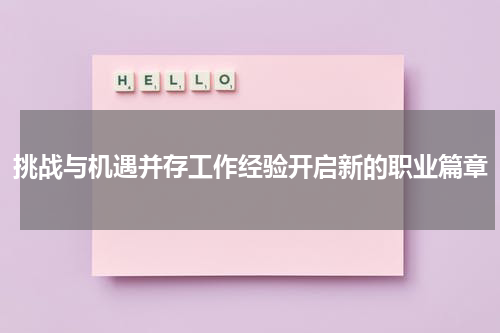 挑战与机遇并存工作经验开启新的职业篇章