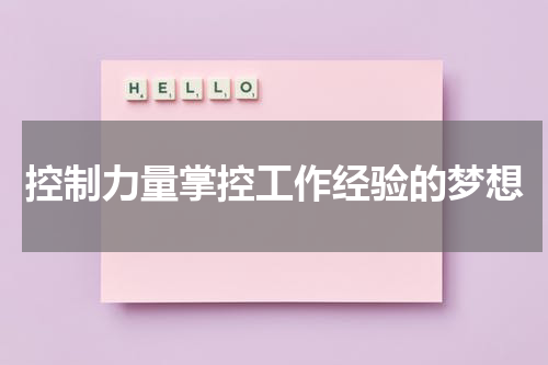 控制力量掌控工作经验的梦想
