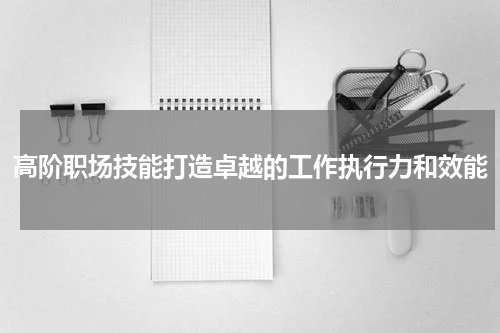 高阶职场技能打造卓越的工作执行力和效能