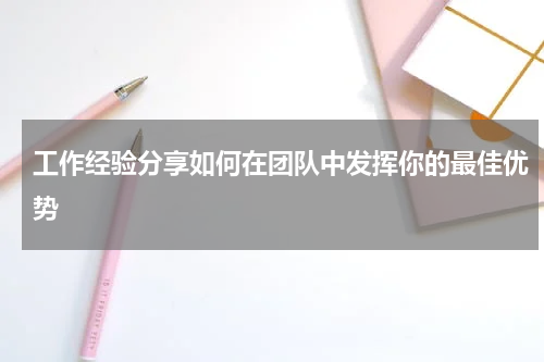工作经验分享如何在团队中发挥你的最佳优势