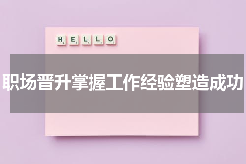 职场晋升掌握工作经验塑造成功
