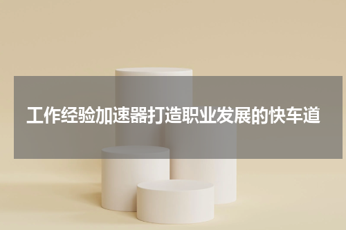 工作经验加速器打造职业发展的快车道