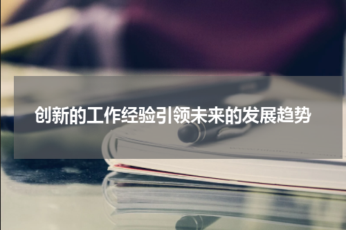 创新的工作经验引领未来的发展趋势
