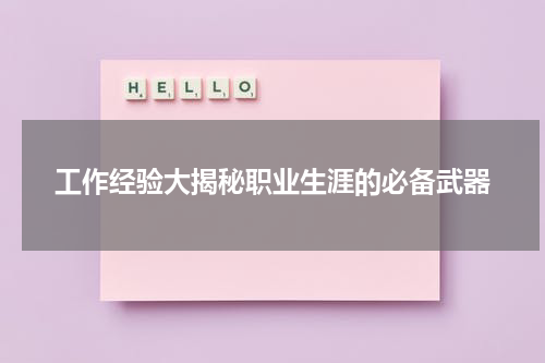 工作经验大揭秘职业生涯的必备武器