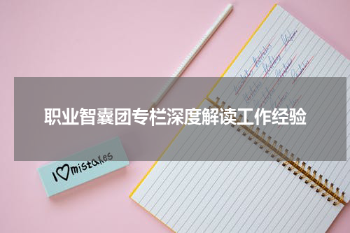 职业智囊团专栏深度解读工作经验