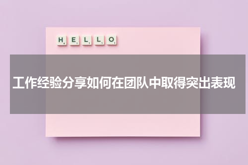 工作经验分享如何在团队中取得突出表现