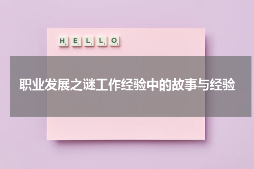 职业发展之谜工作经验中的故事与经验