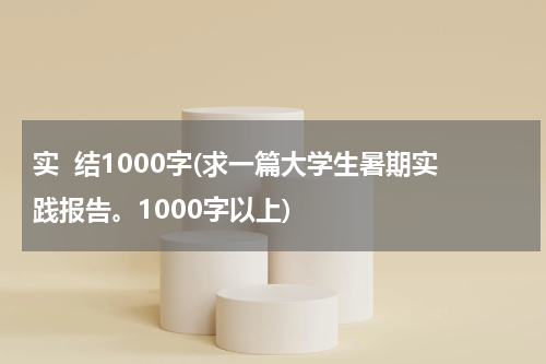 实  结1000字(求一篇大学生暑期实践报告。1000字以上)