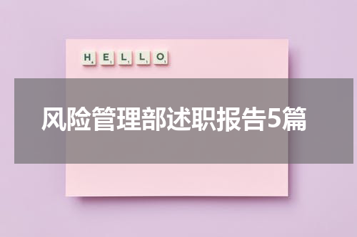 风险管理部述职报告5篇